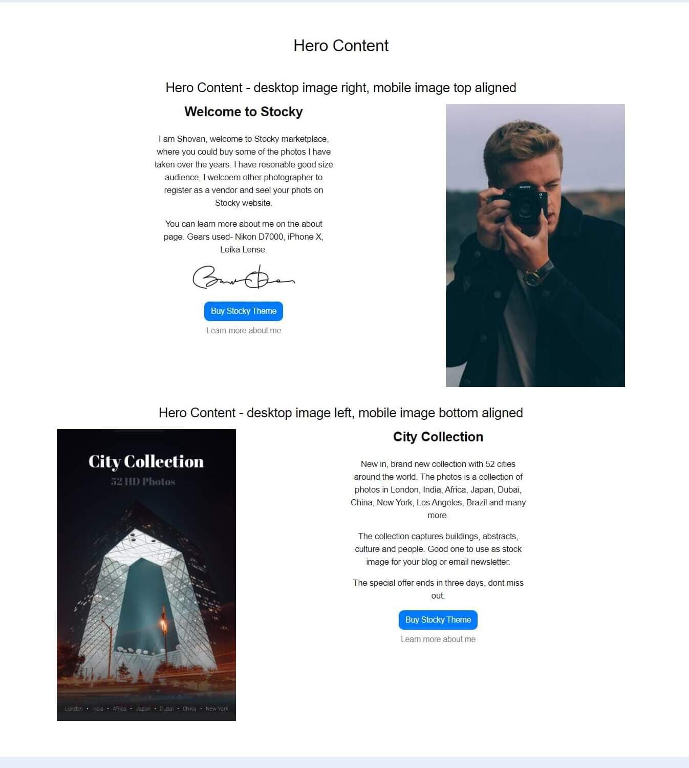 Stocky Jekyll Features Page